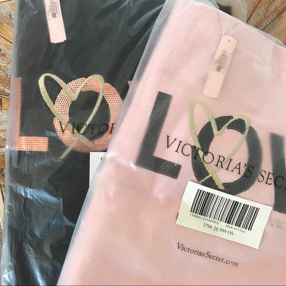 NWT Victoria’s Secret LOVE Logo Large Canvas Tote